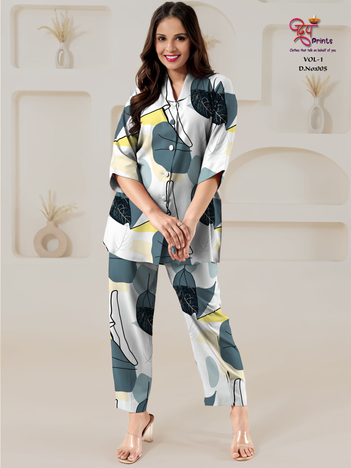 Women’s Viscose Ryoan Digital Print Co-ord Set-VOL-1-005