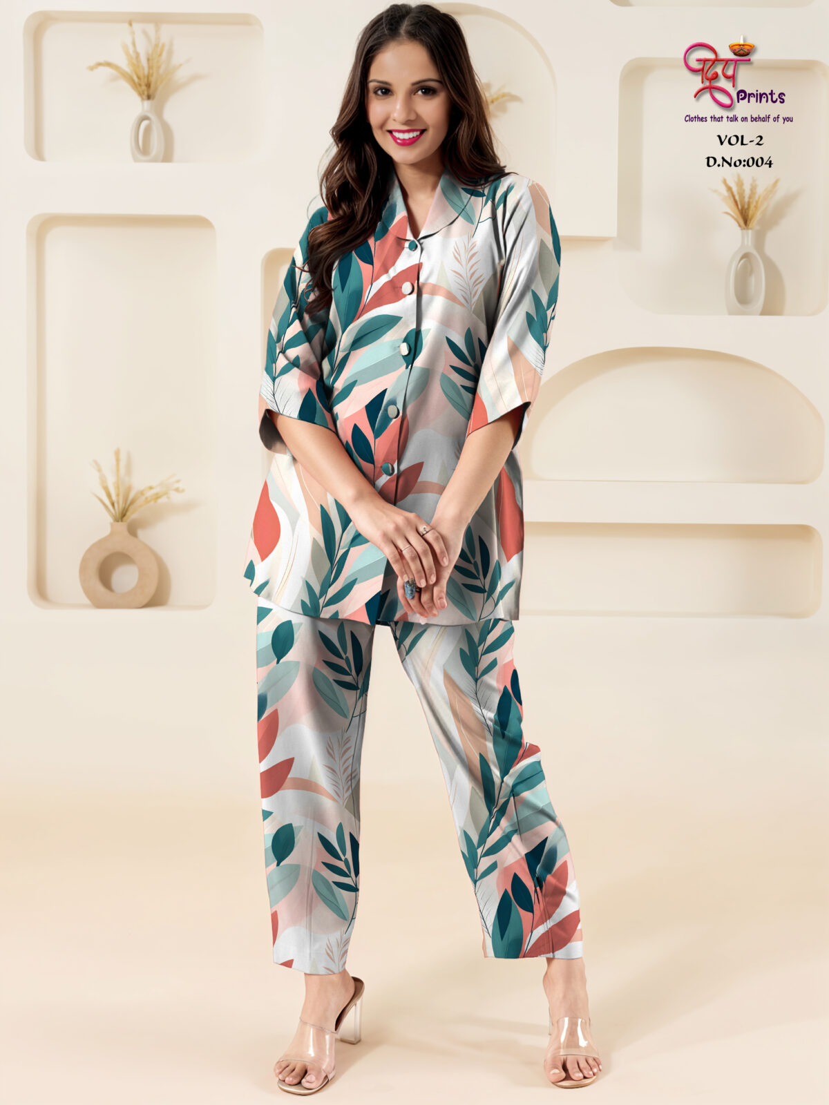 Women’s Viscose Ryoan Digital Print Co-ord Set-VOL-2-004