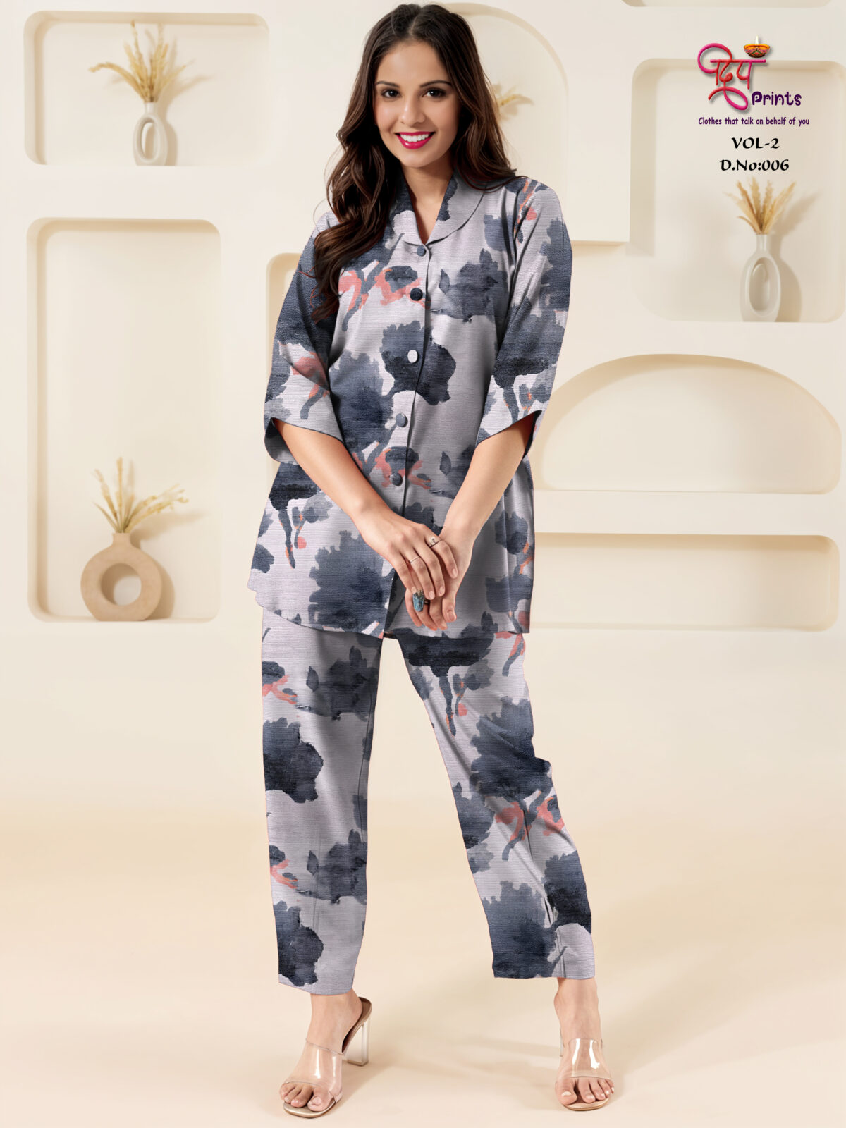 Women’s Viscose Ryoan Digital Print Co-ord Set-VOL-2-006