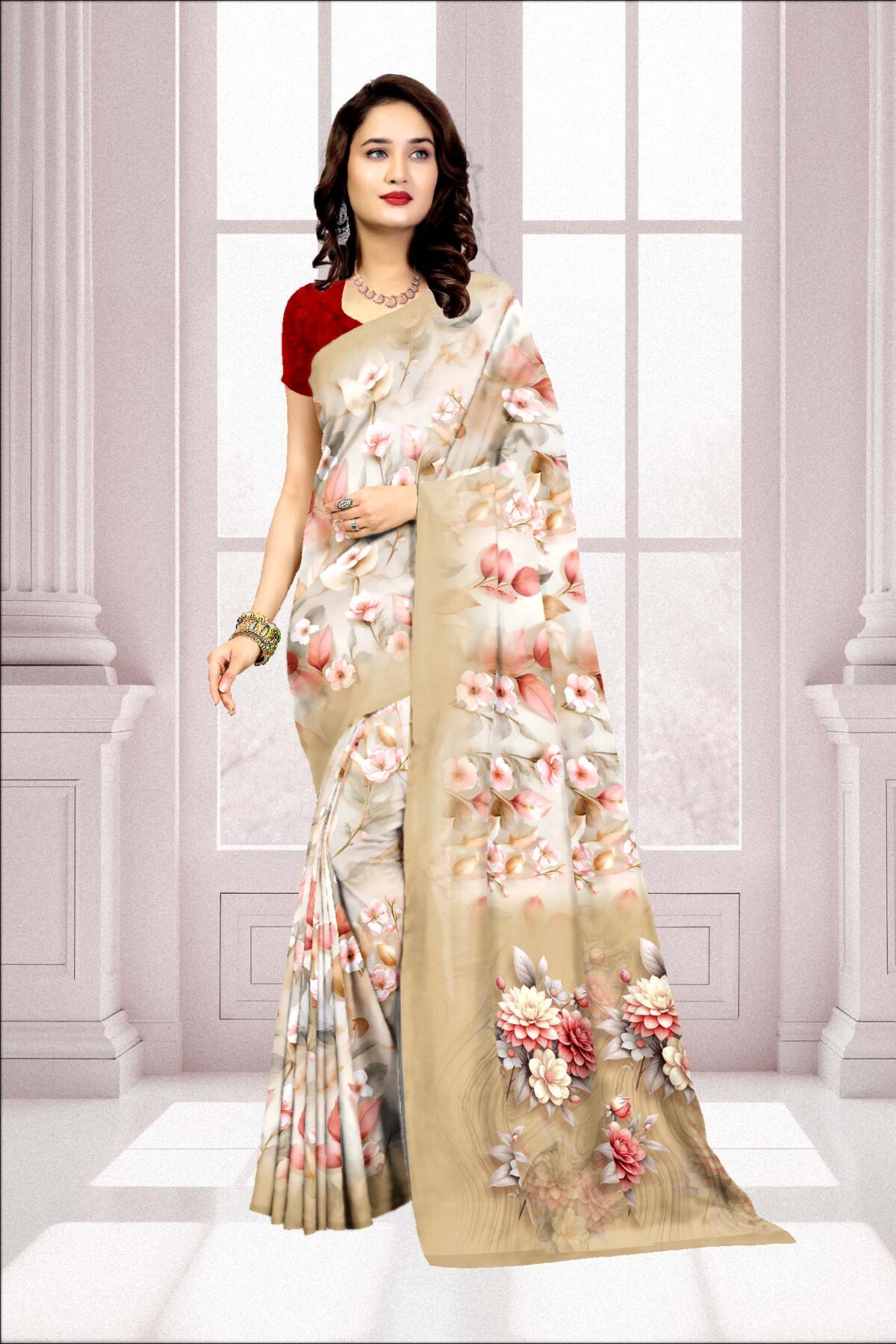 Digital Print Georgette Saree with Blouse Piece