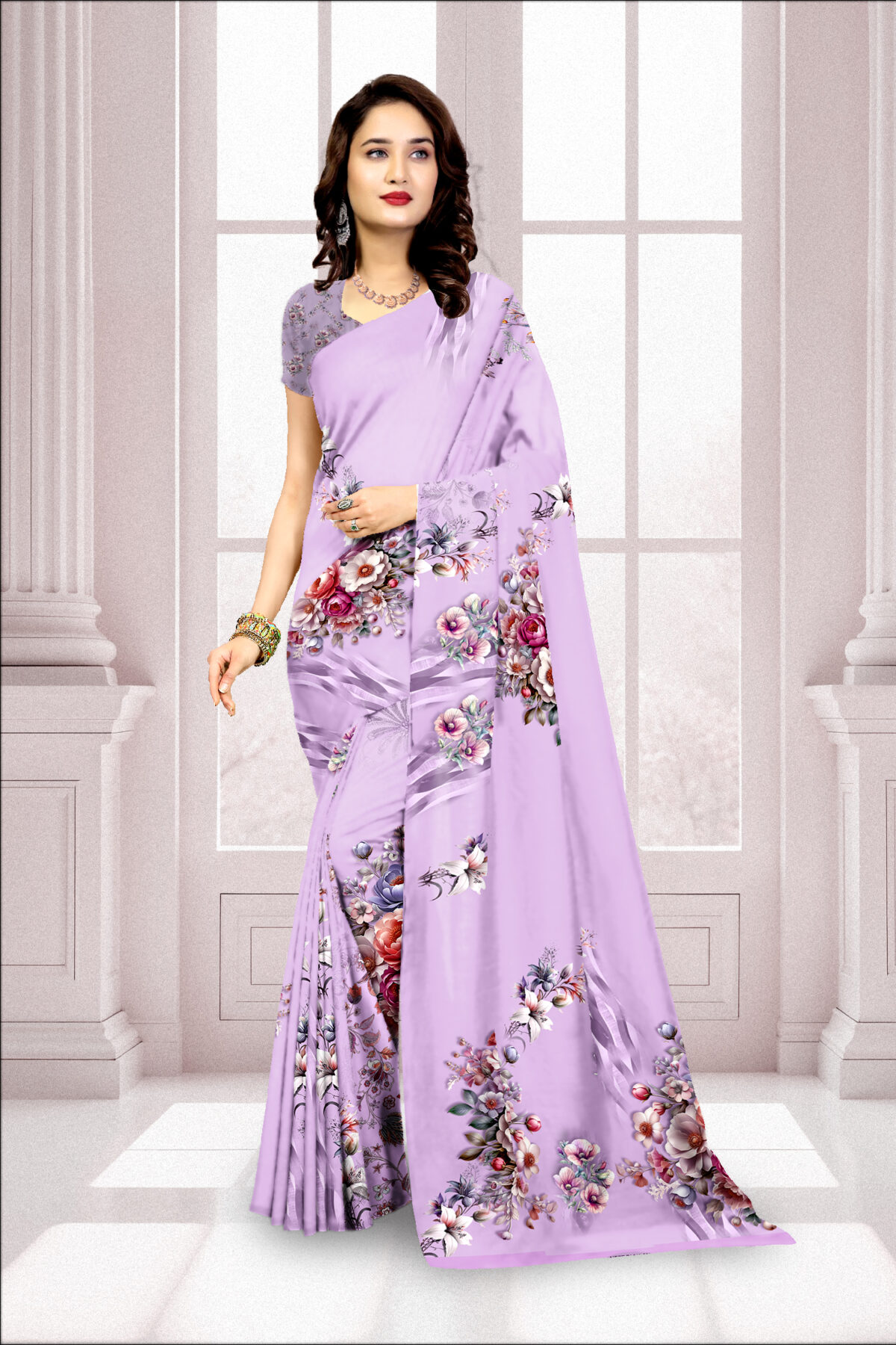 Digital Print Georgette Saree with Blouse Piece