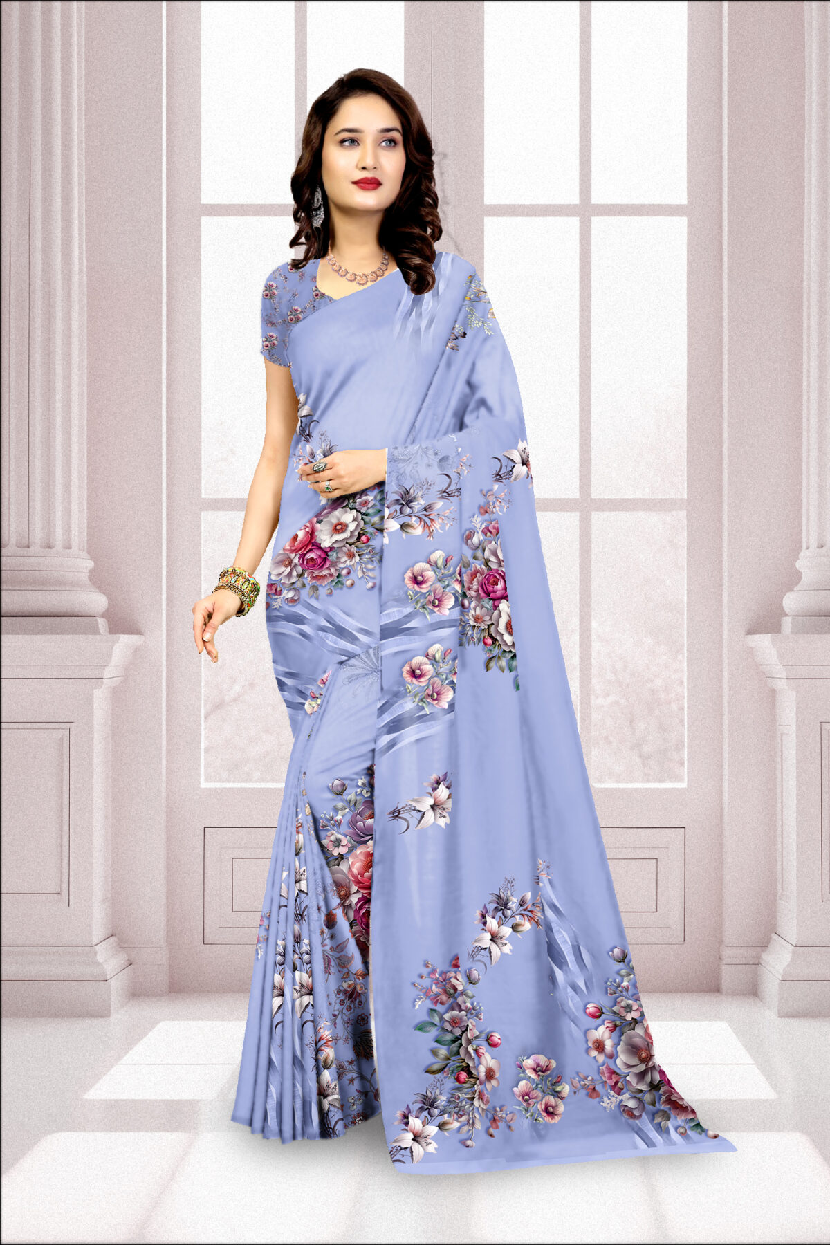 Digital Print Georgette Saree with Blouse Piece