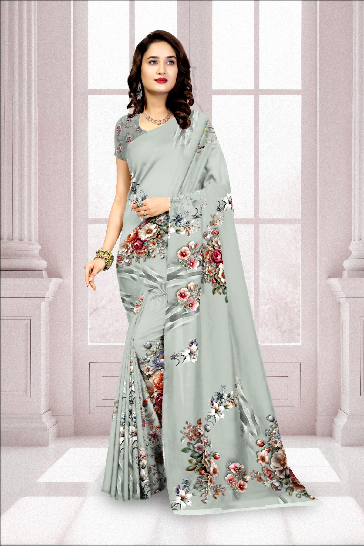 Digital Print Georgette Saree with Blouse Piece