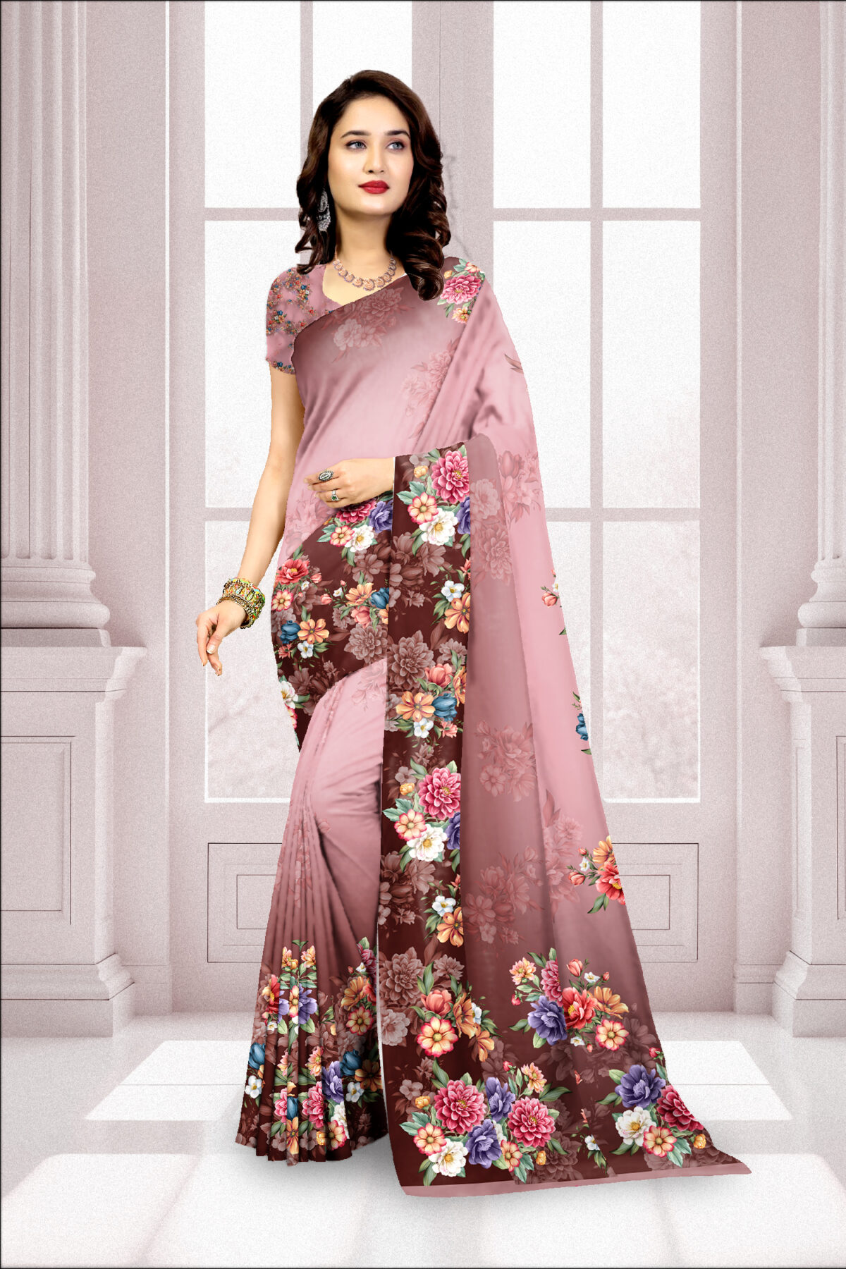 Digital Print Georgette Saree with Blouse Piece (