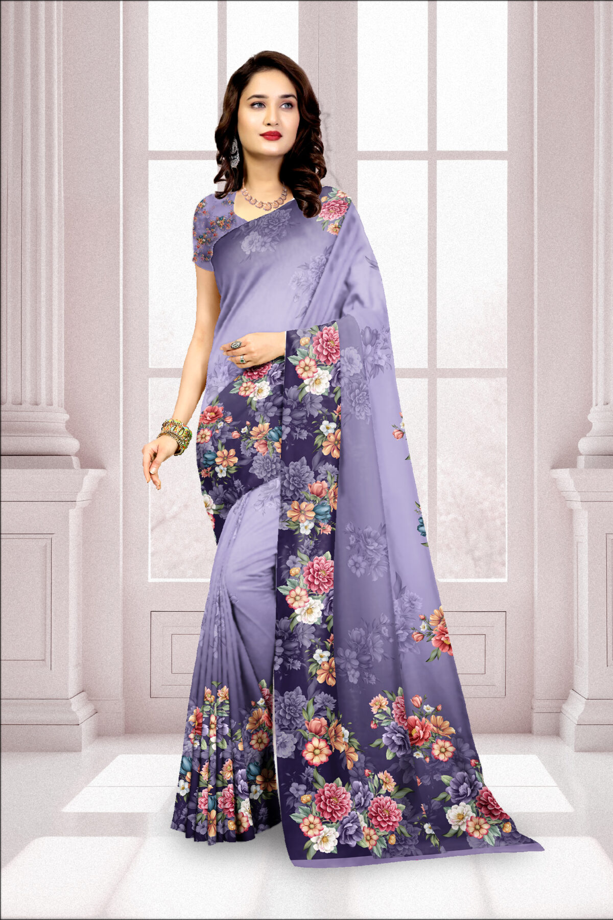 Digital Print Georgette Saree with Blouse Piece