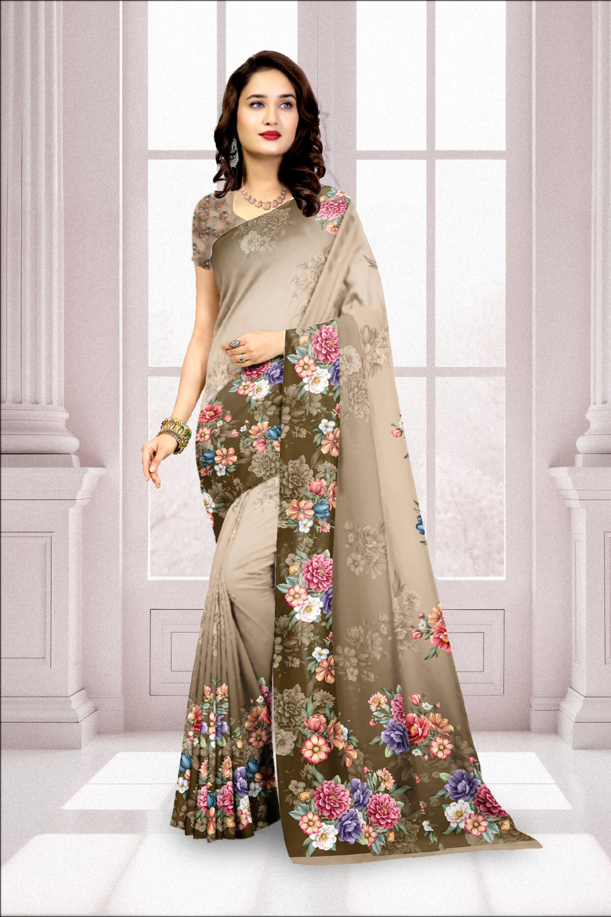 Digital Print Georgette Saree with Blouse Piece