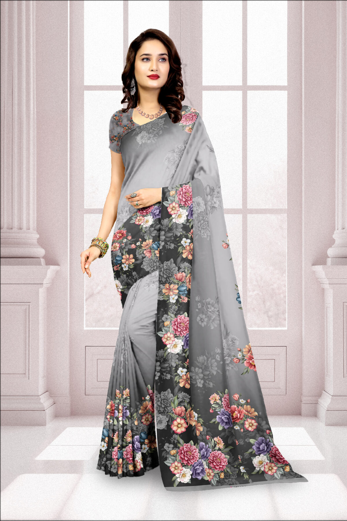 Digital Print Georgette Saree with Blouse Piece