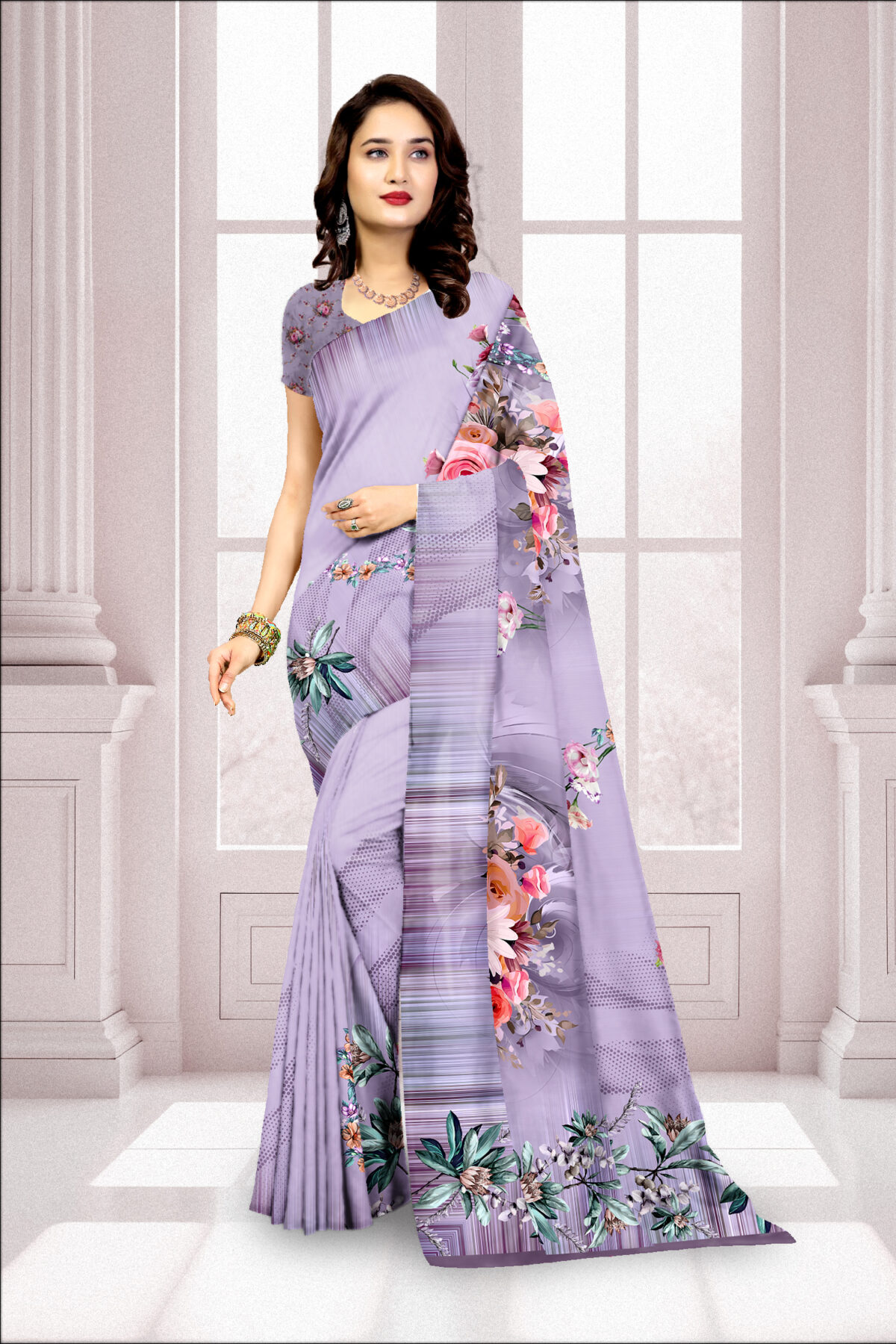 Digital Print Georgette Saree with Blouse Piece