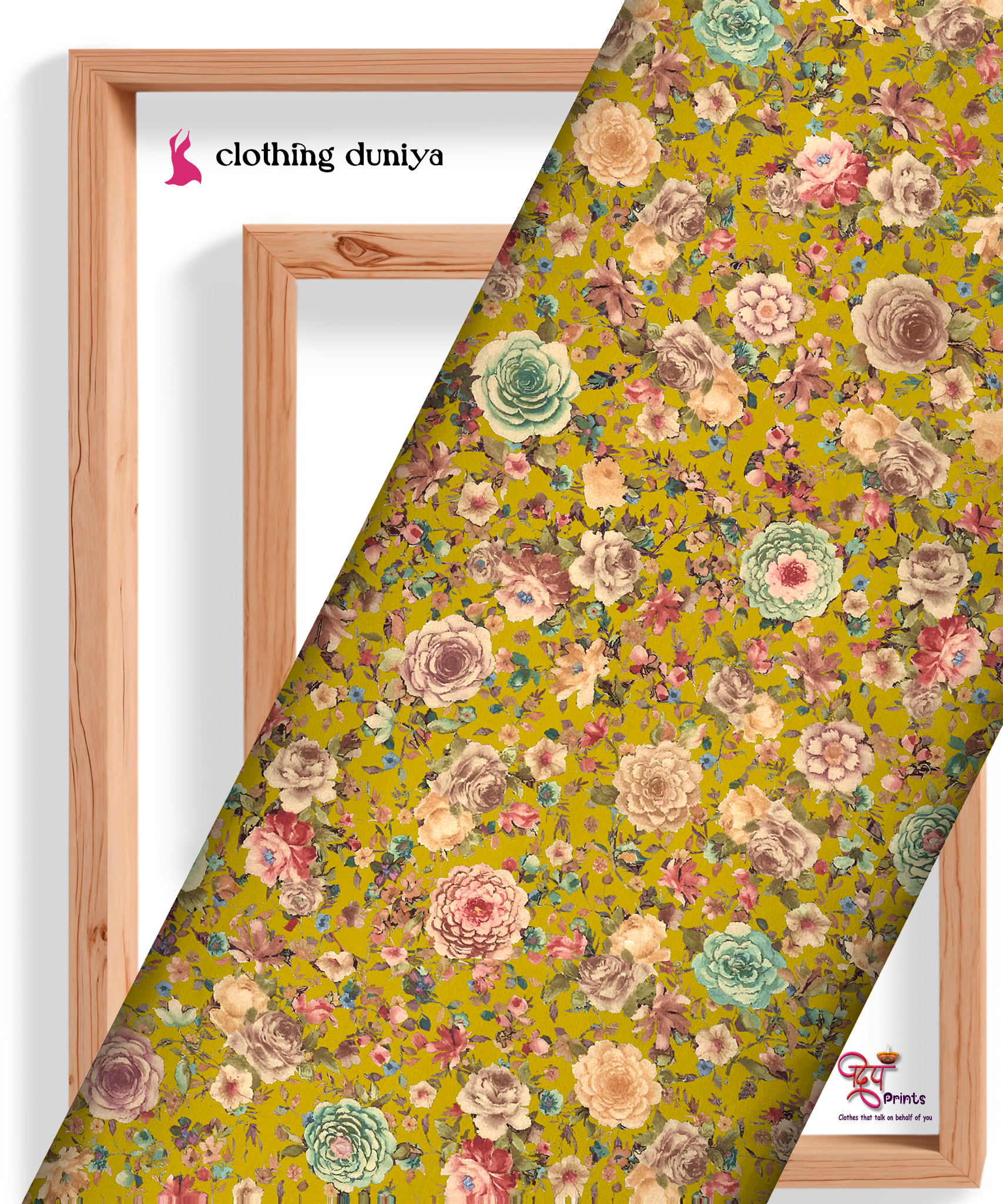 CD-77 Vintage Mustard Bloom Garden – Seamless Floral Pattern Digital Print - Image 1
