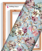Vintage Botanical Blossom on Sky Blue Digital Print