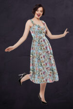 Vintage Botanical Blossom on Sky Blue Digital Print - Image 2
