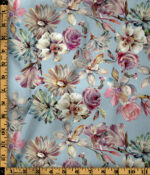 Vintage Botanical Blossom on Sky Blue Digital Print - Image 4