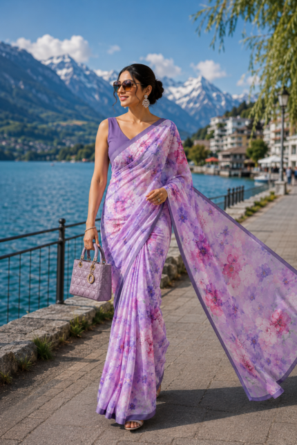 Soft Pure Georgette Digital Print Saree