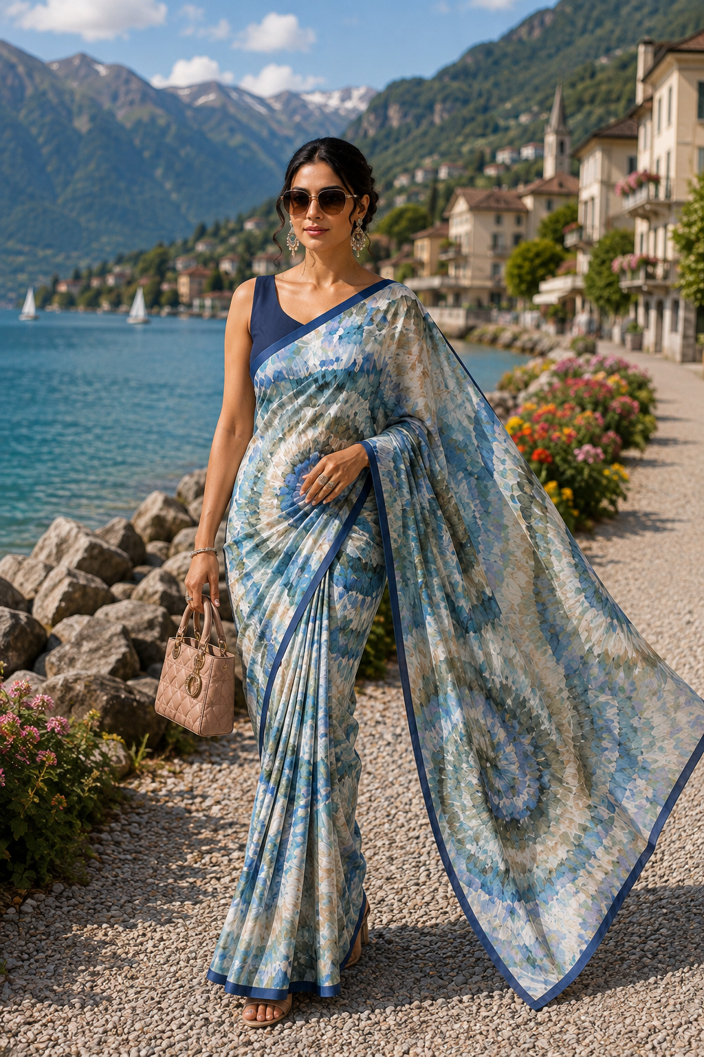DP-1039 Soft Pure Georgette Digital Print Saree - Image 1