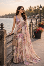 Soft Pure Georgette Digital Print Saree - Image 3