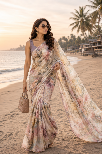 Soft Pure Georgette Digital Print Saree