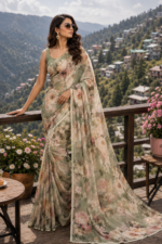 Soft Pure Georgette Digital Print Saree - Image 3