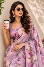 Soft Pure Georgette Digital Print Saree - Image 2
