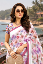 Soft Pure Georgette Digital Print Saree - Image 2