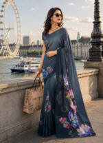 Soft Pure Georgette Digital Print Saree - Image 3