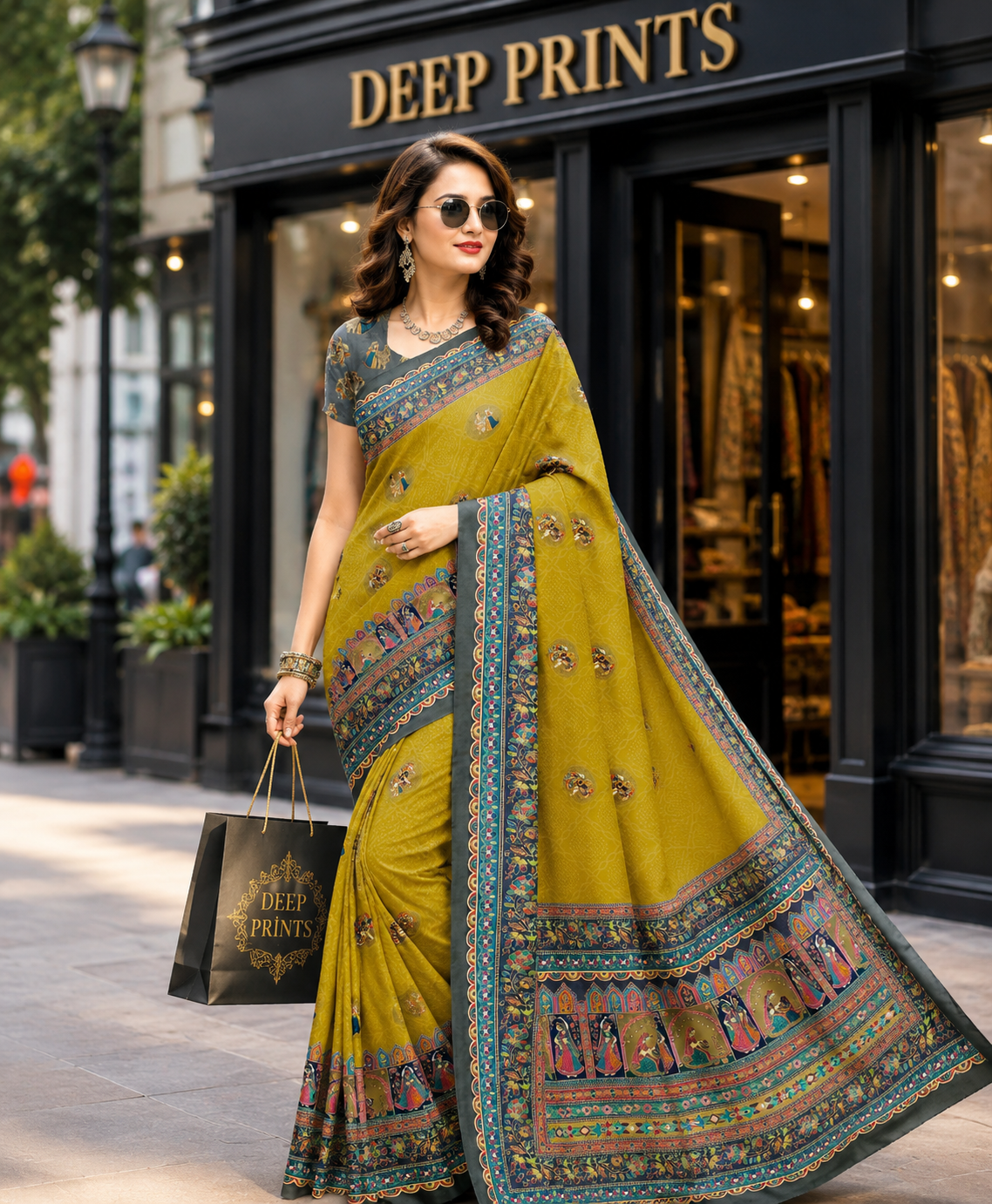 DP-1073 Soft Pure Georgette Digital Print Saree - Image 1