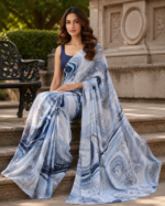 Soft Chocklet Febric Digital Print Saree - Image 3