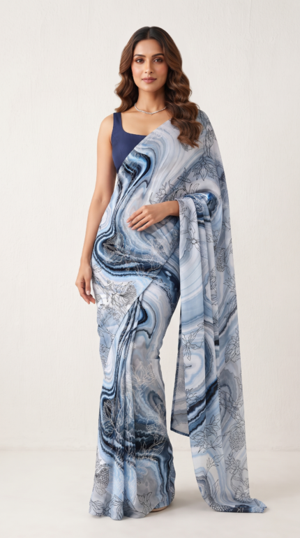Soft Chocklet Febric Digital Print Saree