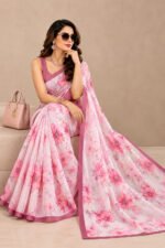 Soft Chocklet Febric Digital Print Saree - Image 4