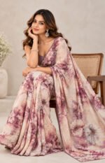 Soft Chocklet Febric Digital Print Saree - Image 3