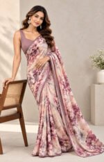Soft Chocklet Febric Digital Print Saree - Image 4